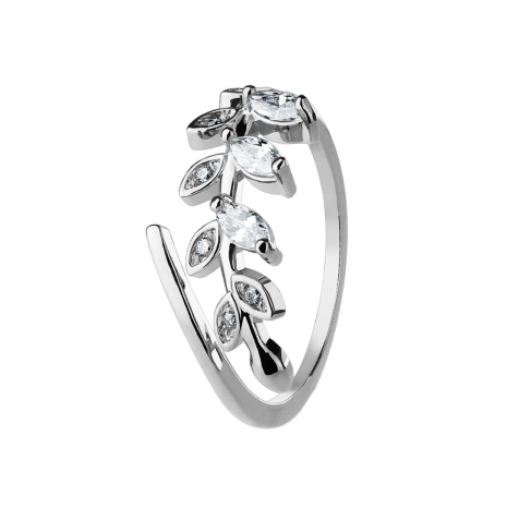 Ring silber mit Kristallblatt