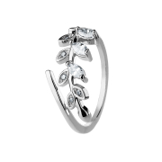 Ring silber mit Kristallblatt