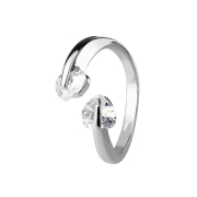 Ring silber mit zwei Kristallherzen