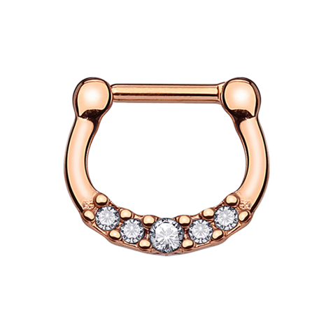 Septum mit fünf Kristallen rosegold und Titanium Beschichtung