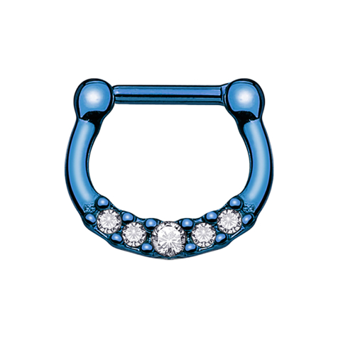 Septum with five dark blue crystals and titanium coating