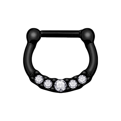 Septum with five black crystals and titanium coating