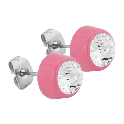 Stud earrings Supernova pink with Swarovski crystal silver