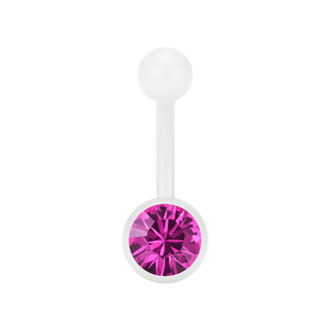 Banane Supernova Pure White avec boule de cristal Swarovski fuchsia