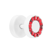 Fake Plug Supernova Pure White mit Swarovski Kristall rot