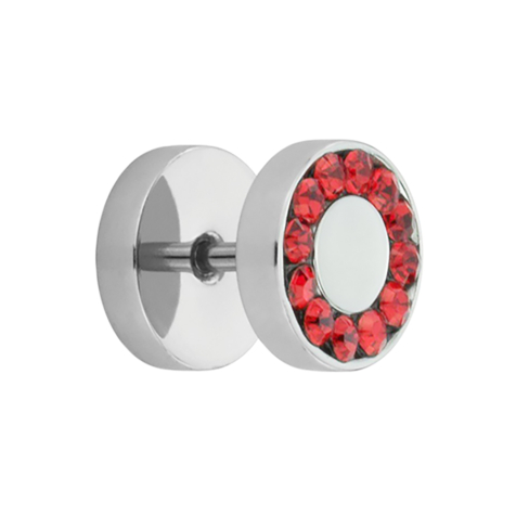 Fake plug Supernova High Polished with Swarovski crystal red