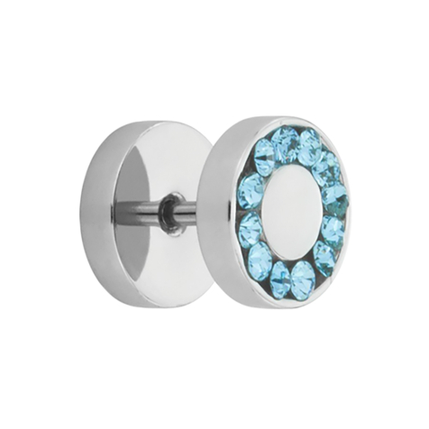 Fake Plug Supernova High Polished mit Swarovski Kristall aqua