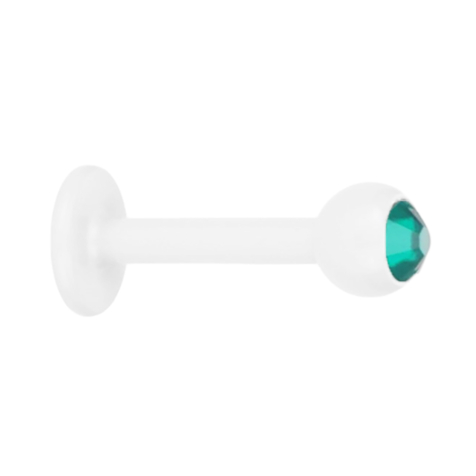 Micro Labret Supernova Pure White with ball and Swarovski crystal turquoise
