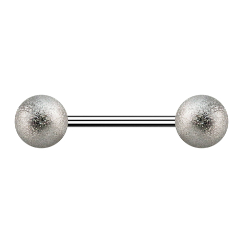 Micro Barbell argenté avec deux boules mouchetées