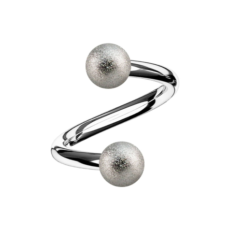 Micro spirale argentée avec deux boules mouchetées