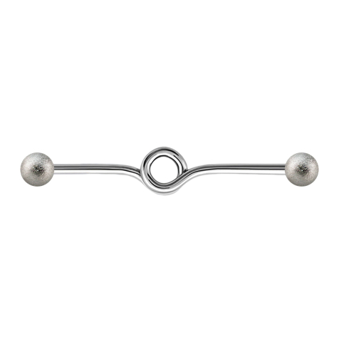 Barbell argent boucle avec deux boules mouchetées