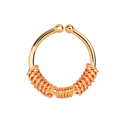 Fake septum with small and two large rope coils rose gold