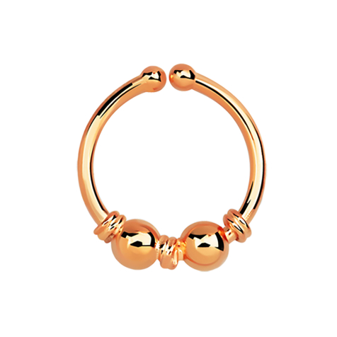 Faux septum avec petite corde enroulée et deux boules or rose