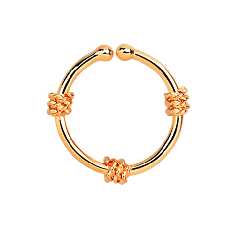 Fake septum with three small rope coils rose gold