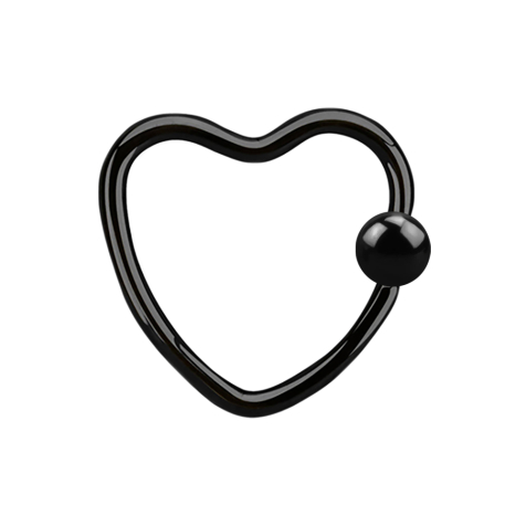Anello di chiusura Micro Ball cuore nero con pallina