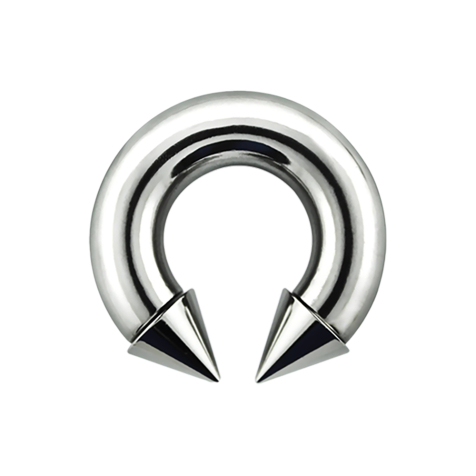 Circular barbell internal thread silver with two cones