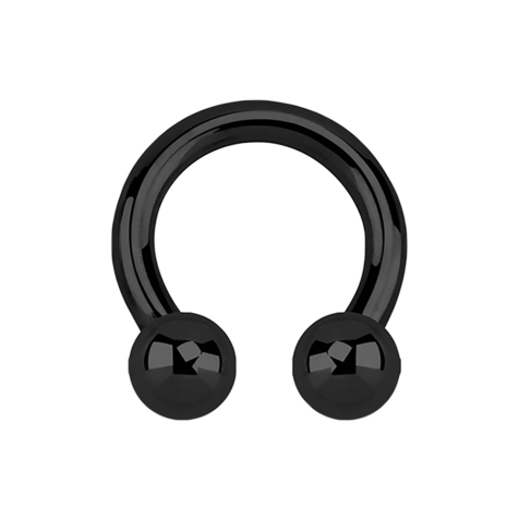 Circular barbell internal thread black with two balls
