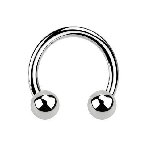 Circular Barbell silber mit zwei Kugeln
