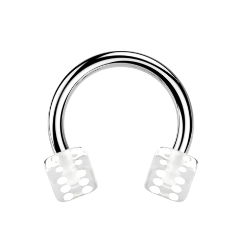 Micro Circular Barbell argento con due cubi trasparenti