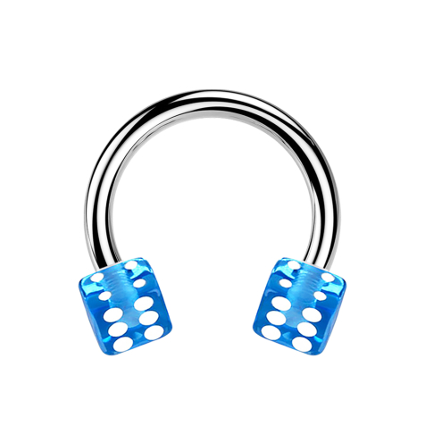 Micro Circular Barbell argento con due cubi azzurro trasparente