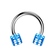 Micro Circular Barbell argent avec deux cubes bleu clair...