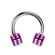Micro Circular Barbell argent avec deux cubes violet...