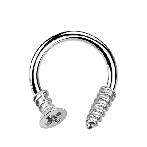 Micro Circular Barbell argento con vite a croce