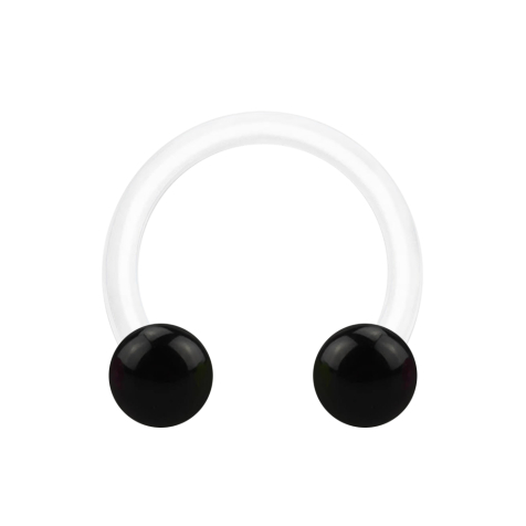 Micro Circular Barbell bianco con due sfere nere