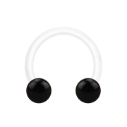 Micro Circular Barbell bianco con due sfere nere