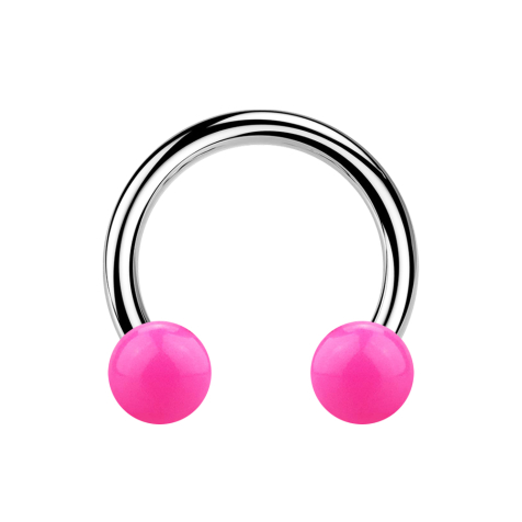 Micro Circular Barbell silber mit zwei Kugeln pink