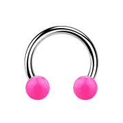 Micro Circular Barbell silver with two balls pink