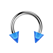 Micro Circular Barbell argento con due coni blu scuro...