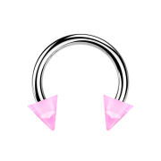 Micro Circular Barbell argento con due coni rosa chiaro...