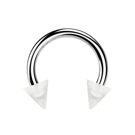 Micro Circular Barbell argento con due coni trasparenti