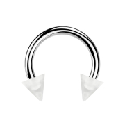 Micro Circular Barbell argento con due coni trasparenti