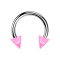 Circular barbell silver with two cones pink transparent