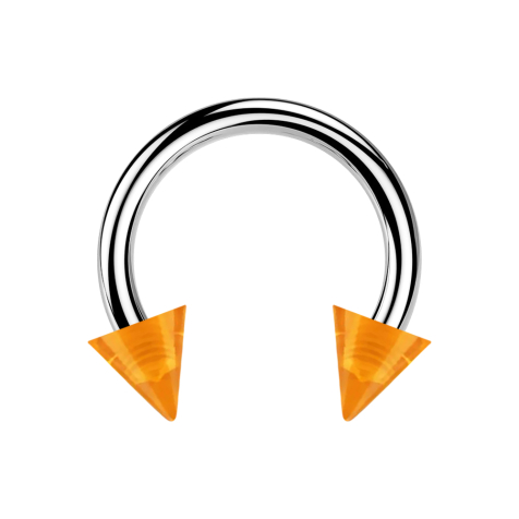 Circular Barbell silber mit zwei Cones orange transparent