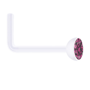Nasenstecker gewinkelt transparent mit Kristall pink