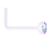 Nasenstecker gewinkelt transparent mit Kristall multicolor