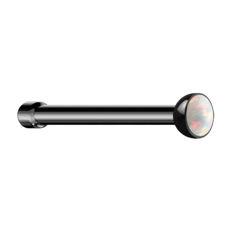 Nose stud straight black with opal white