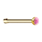 Straight gold-plated nose stud with pink opal