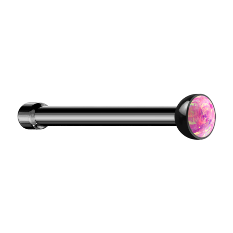 Nose stud straight black with opal pink