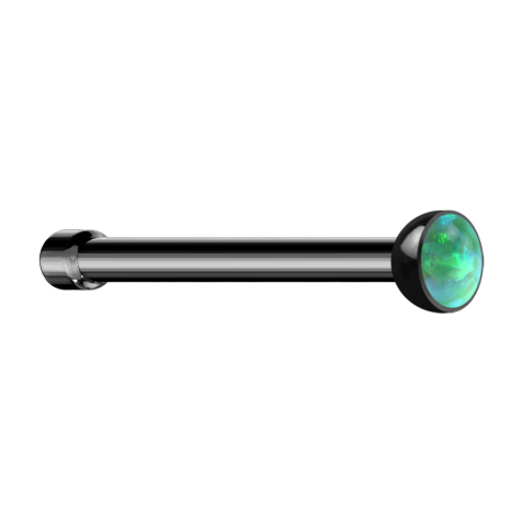 Nose stud straight black with opal green
