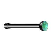 Nose stud straight black with opal green