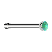 Nose stud straight silver with opal green