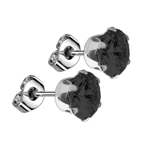 Boucles doreilles avec cristal rond noir