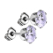 Stud earrings with round crystal lavender