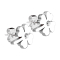 Stud earrings cloverleaf silver with crystal silver