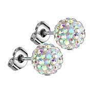 Boucles doreilles avec boule de cristal multicolore