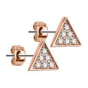 Ohrstecker dreieckig rosegold mit Kristall silber